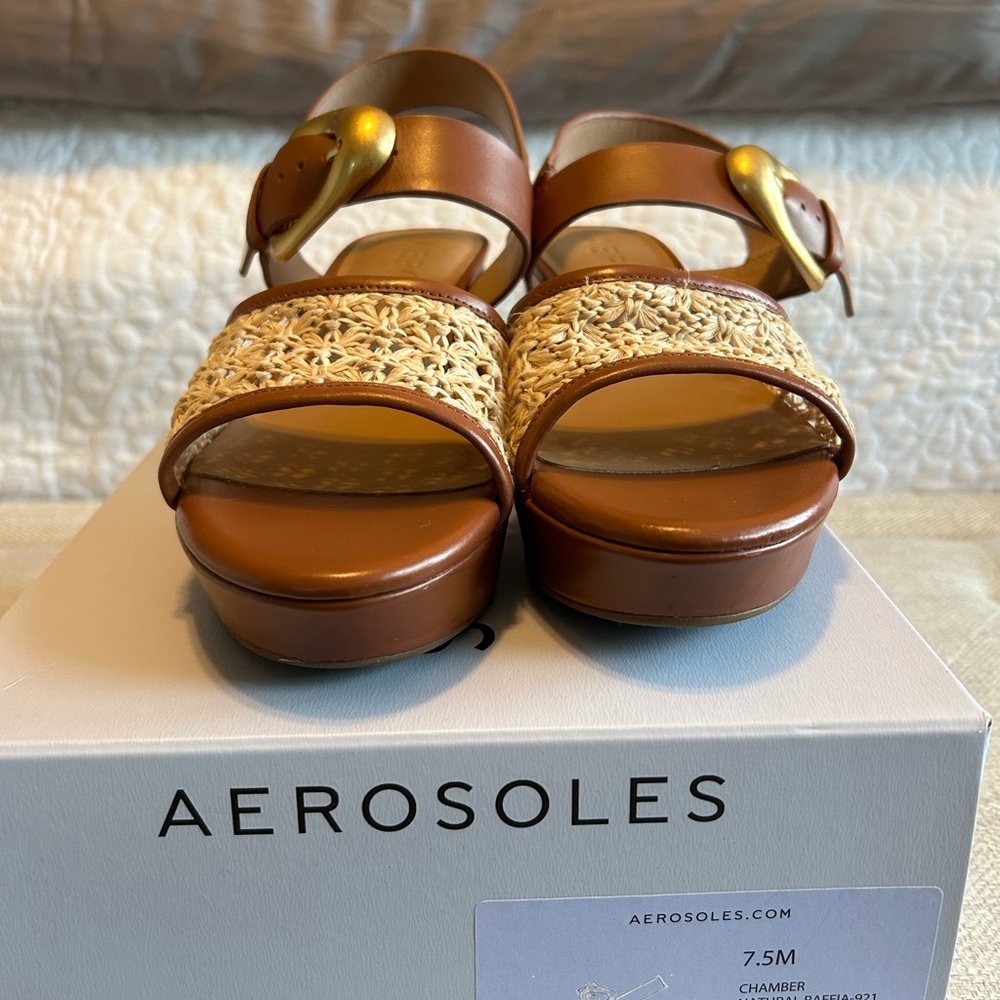 Ladies Block Natural/Raffia Sandals